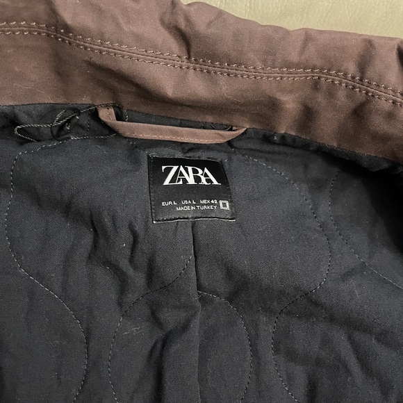 Zara Men’s Waxed Finish Padded Bomber Jacket - Size L - Picture 13 of 14